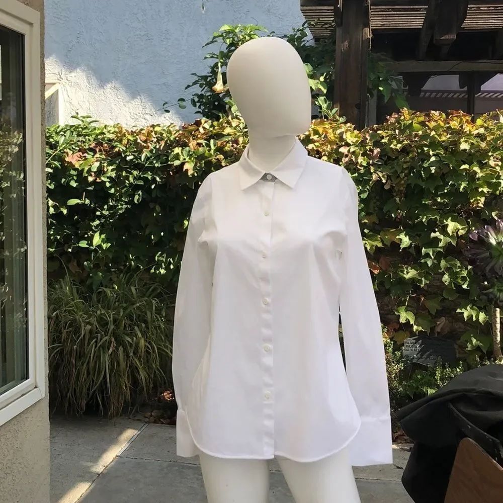 Lafayette 148 New York "Brody" White Blouse Sz S - Picture 3 of 12